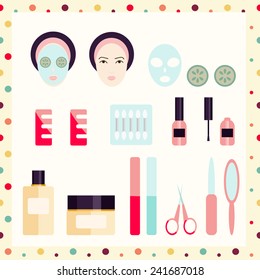 Flat icon of cosmetics product. Vector flat icon of spa procedure. Vector flat design of spa. Vector flat design spa procedure. Spa. Spa elements. Spa vector details. Flat illustration of spa.