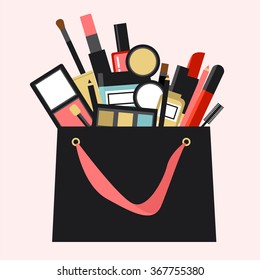 Flat icon of cosmetics product. Vector flat design of make up. Vector flat design of make up procedure. Make up. Make up elements. Make up vector details. Flat illustration of make up.
