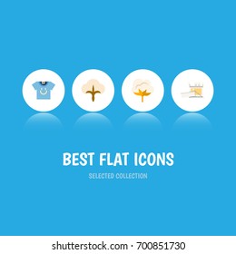 Flat Icon Cotton Set Of Knitting, Flower, Fluffy And Other Vector Objects. Also Includes Flower, Fluffy, Knitting Elements.
