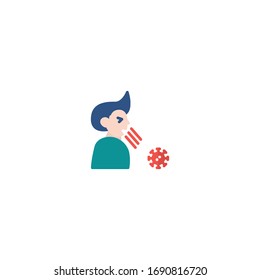 Flat Icon Cough in simple design. Vector illustration.editable stroke . 64x64 pixel perfect on White Background