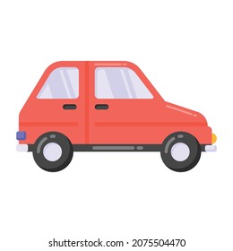 Icono plano del coche de coupe, vehículo clásico 