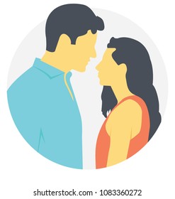 
Flat icon of a couple feeling love for each other 
