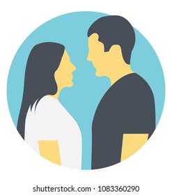 
Flat icon of a couple having a instant romantic connection 
