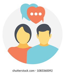
Flat icon of couple having a speed date chat 
