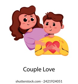 A flat icon of couple love