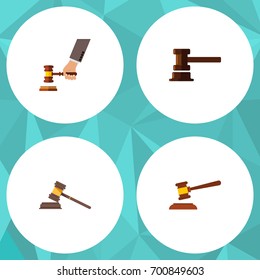 Flat Icon Court Set Of Court, Crime, Government Building And Other Vector Objects. Also Includes Hammer, Courthouse, Crime Elements.