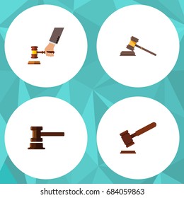 Flat Icon Court Set Of Government Building, Crime, Court And Other Vector Objects. Also Includes Law, Courthouse, Hammer Elements.