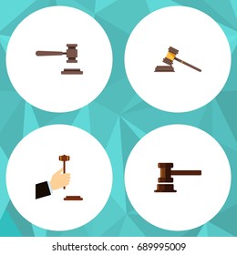 Flat Icon Court Set Of Court, Government Building, Legal And Other Vector Objects. Also Includes Court, Hammer, Law Elements.