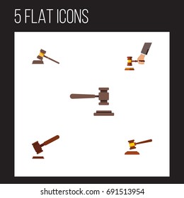 Flat Icon Court Set Of Court, Hammer, Crime And Other Vector Objects. Also Includes Legal, Hammer, Crime Elements.