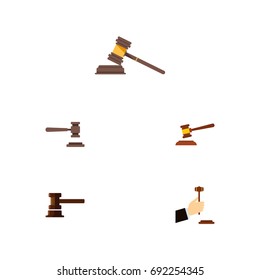 Flat Icon Court Set Of Legal, Court, Law And Other Vector Objects. Also Includes Law, Courthouse, Hammer Elements.