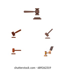 Flat Icon Court Set Of Tribunal, Justice, Defense And Other Vector Objects. Also Includes Defense, Hammer, Justice Elements.