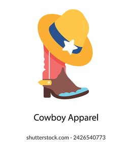 Here’s a flat icon of cowboy apparel 