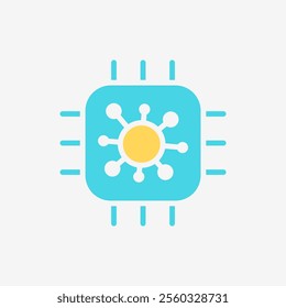 Flat Icon Cpu chip micro processor with virus. Technology and system concept, Flat Colorful style.