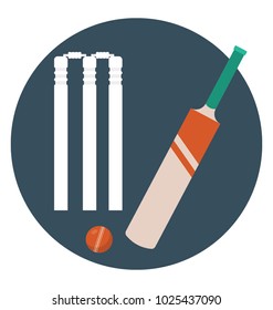 Flachsymbol-Cricket-Kit, Cricket-Ausrüstung 