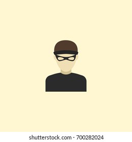 Flat Icon Criminal Element. Vector Illustration Of Flat Icon Thief Isolated On Clean Background. Can Be Used As Criminal, Thief And Burglar Symbols.