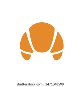 Flat icon of Croissant. Vector isolated graphic design element and illustration. Food, pastry, bakery, cooked bun, donut, wheat, bread meal, delicious, tasty snack. Flat, modern logo, symbol, emblem