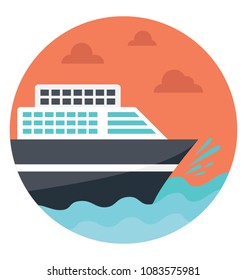 
Flat icon of a cruise ship 

