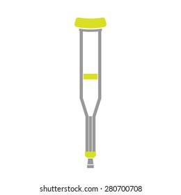 Flat Icon of Crutch Isolated on White Background. Vector Illustration