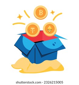 Un icono plano de la caja criptográfica 
