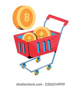 Un icono plano del carrito criptográfico 