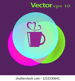 Flat icon. A cup with a hot drink. Tea or coffee.