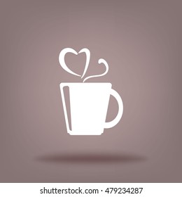 Flat icon. A cup with a hot drink. Tea or coffee.