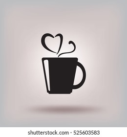 Flat icon. A cup with a hot drink. Tea or coffee.