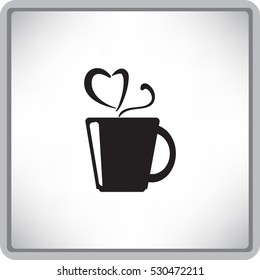 Icono plano. Una taza con una bebida caliente. Té o café.