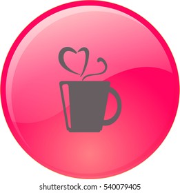 Icono plano. Una taza con una bebida caliente. Té o café.