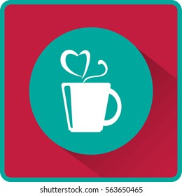 Flat icon. A cup with a hot drink. Tea or coffee.