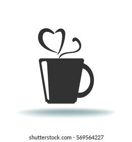 Flat icon. A cup with a hot drink. Tea or coffee.