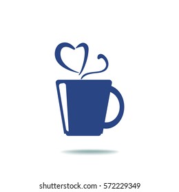 Flaches Symbol. Eine Tasse mit einem heißen Getränk. Tee oder Kaffee.