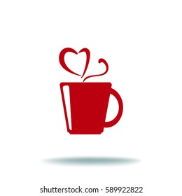 Flat icon. A cup with a hot drink. Tea or coffee.