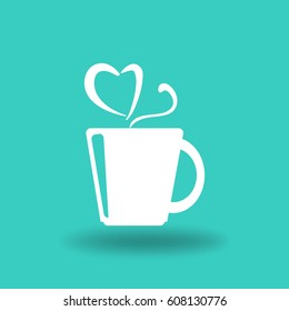 Flat icon. A cup with a hot drink. Tea or coffee.