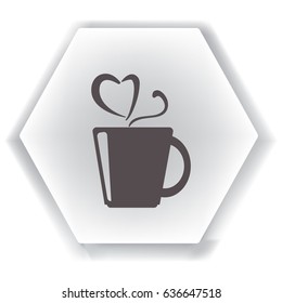 Flat icon. A cup with a hot drink. Tea or coffee.