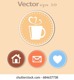 Flat icon. A cup with a hot drink. Tea or coffee.