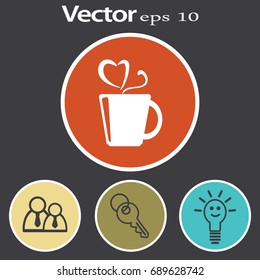Flat icon. A cup with a hot drink. Tea or coffee.