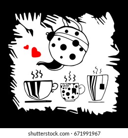 Flat Icon Cup of tea. Modern vector illustration. vector hand drawn tea on paint background