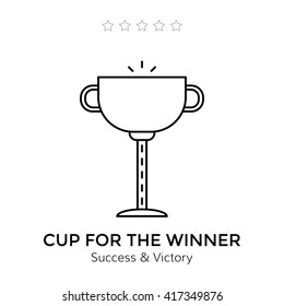 Flat icon of cup. Winning trophy isolated on white background