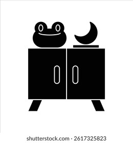 Flat Icon Cupboard with Decoration on Top Editable Vector Illustration for Interior and Furniture Design Themes.