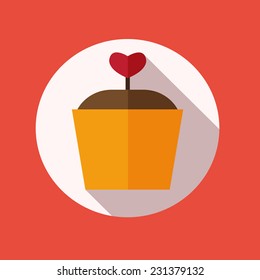 Flat icon of cupcake. Vector illustration.