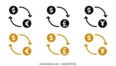 Flat icon currency changer, dollar, euro, pound, yen. vector illustration