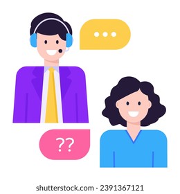 Ein flaches Icon für Kundenfragen 