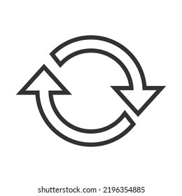 Flat Icon Of Cyclic Rotation With Outline With Sharp Edge, Recycling Recurrence, Renewal.
