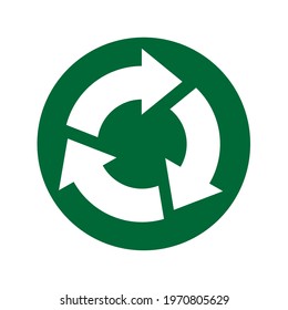 Flat icon of cyclic rotation, recycling recurrence, renewal and update. Vector illustration isolated on a blank background that can be edited and replaced with color.