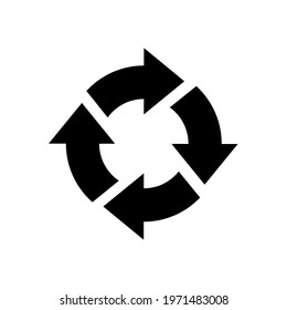 Flat icon of cyclic rotation, recycling recurrence, renewal and update. Vector illustration isolated on a blank background that can be edited and replaced with color.