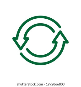 Flat icon of cyclic rotation, recycling recurrence, renewal and update. Vector illustration isolated on a blank background that can be edited and replaced with color.