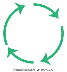 Flat icon of cyclic rotation, recycling recurrence, renewal.