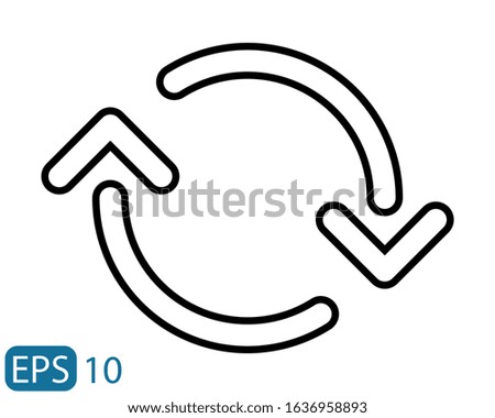 Flat icon of cyclic rotation, recycling recurrence, renewal on white background. Line style icon. EPS 10