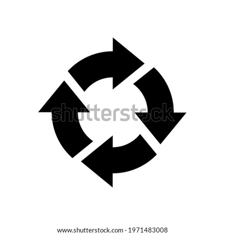 Flat icon of cyclic rotation, recycling recurrence, renewal and update. Vector illustration isolated on a blank background that can be edited and replaced with color.